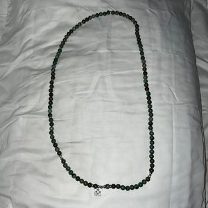 Silver green beaded Celtic knot necklace or bracelet.